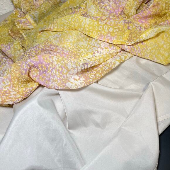 BB DAKOTA STEVE  MADDEN Women's Sleeveless Yellow Printed Chiffon Maxi Dress L - Picture 7 of 7